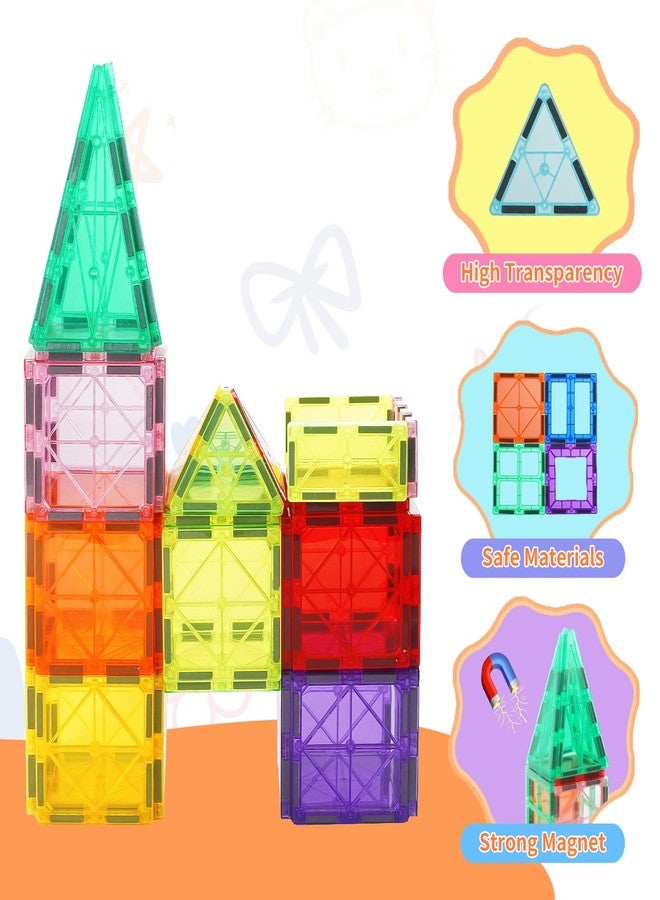 Cutedeer 108 Piece Magnetic Tiles, Magnet Building Blocks Set for Kids Toddlers, STEM Construction Toys with Gift Box for All Ages Boys Girls - Image 3